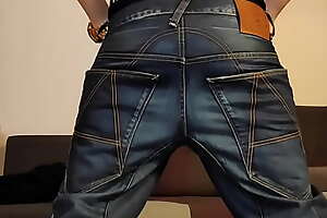 Boy jerking in G-star raw A-crotch baggy jeans