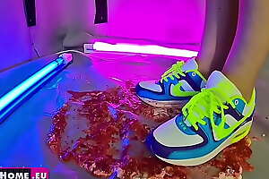 Destruction of food by sneakers NIKE AIR