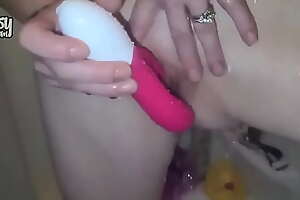 Shower masturbation with sex toy, real homemade