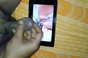 Cumming on her piss video