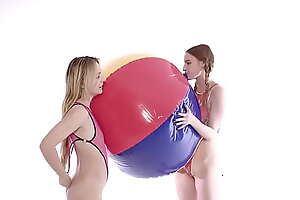 teen girls masturbation with beachball