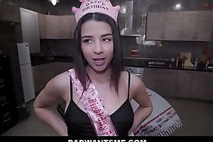 DadWantsMe.com - Hot Teen Step Daughter Step Dad Fucks Her To Orgasms On Birthday POV - Kylie Rocket, Charles Dera
