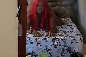 Ebony red head white cock