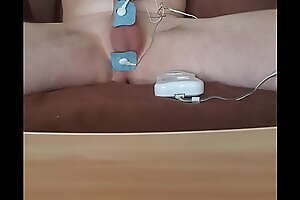 young gay double sounding and electro handsfree cumshot