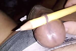 Playing With My Frenulum Hole... Item #1 Thick Pencil