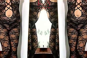 Black fishnet bodystocking. Two sluts posing in black mesh body lingerie Sexy lingerie. MIX