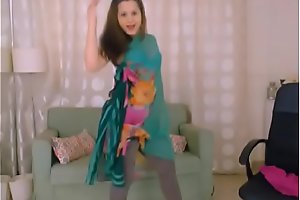 LittleTeenBB Riley strips down to her blue bra and panties.
