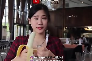 beautiful girl blowjob banana