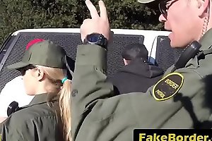 Border patrol officers arrest and fuck a very hot illegal immigrant