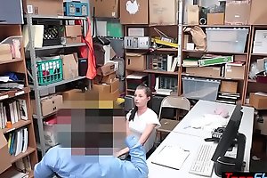 Crying petite teen thief punish fucked on CCTV by a cop