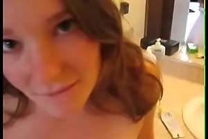 Amateur from camgirlslive.webcam on knees in bathroom gets cumshot