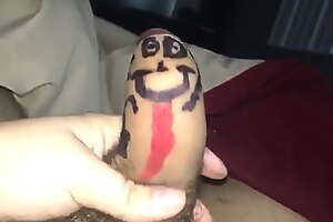 Stella drew a face on my penis and plays with him