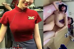 Gorgeous Flight Attendant Fucked In Threesome Sex Tape