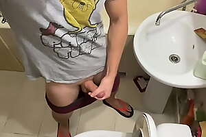 Young Guy Jerks off a Dick in his Neighbor's Toilet AHAH